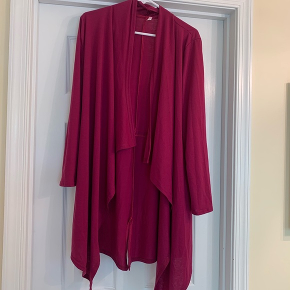 Magenta Open Front Cascade Maxi Cardigan - Picture 5 of 5